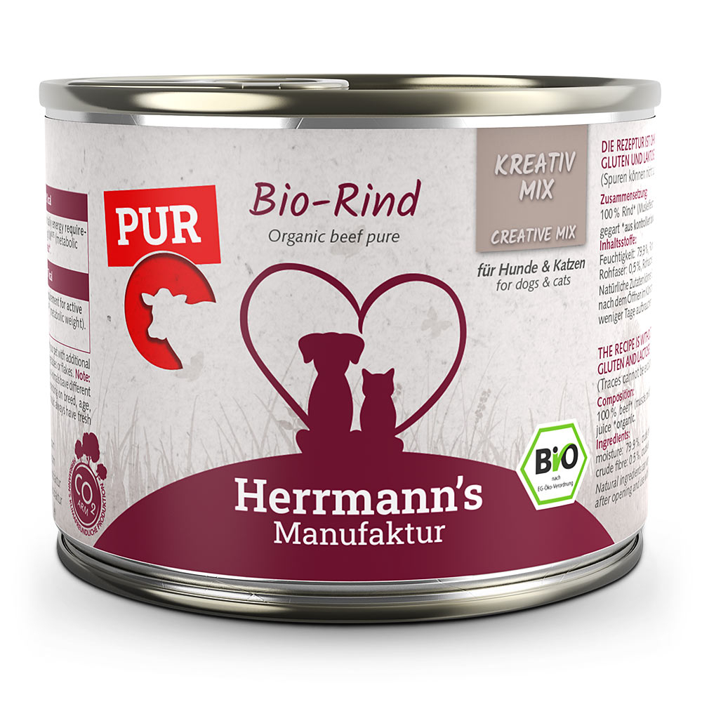 Herrmann's Bio Rind Reinfleisch  100 % Bio-Nassfutter fr Hunde |  Futterkisterl Tirol