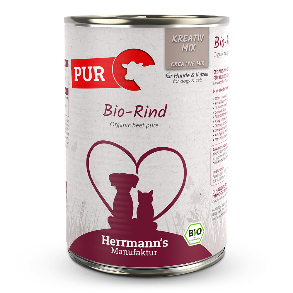 Herrmann's Bio Rind Reinfleisch  100 % Bio-Nassfutter fr Hunde |  Futterkisterl Tirol
